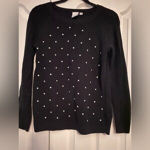 Elle Black Sweater with White Dots